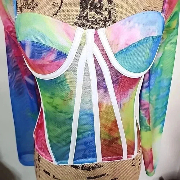 💥 Select $5 Vibes – Don’t Sleep! Akira  Coreset rainbow Sheer shirt. Size small - Picture 5 of 8